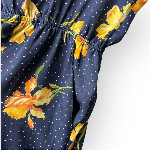 Forever 21 Blue Polka Dots & Floral Dress 2X - Picture 4 of 6